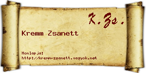 Kremm Zsanett névjegykártya
